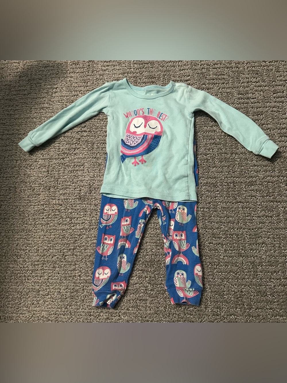 Girls' Mint & Blue Owl Pajama Set